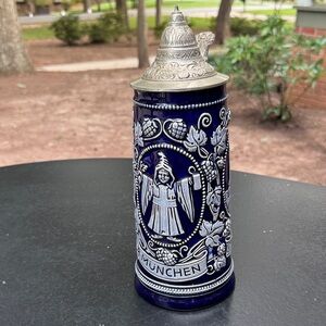 Vintage Blue and Silver German Beer Stein.